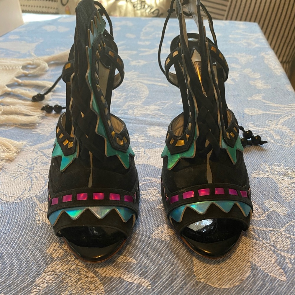 Sophia Webster Black and Blue Stiletto Heels - Picture 3 of 10